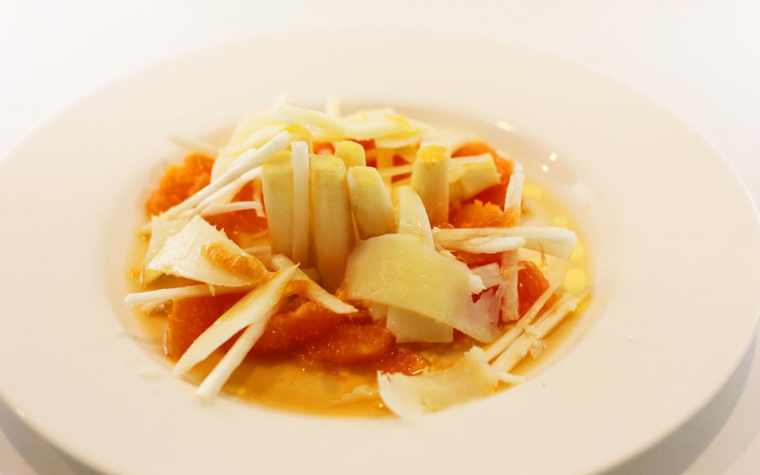 White Asparagus with Shaved Manchego Cheese and Citrus Dressing