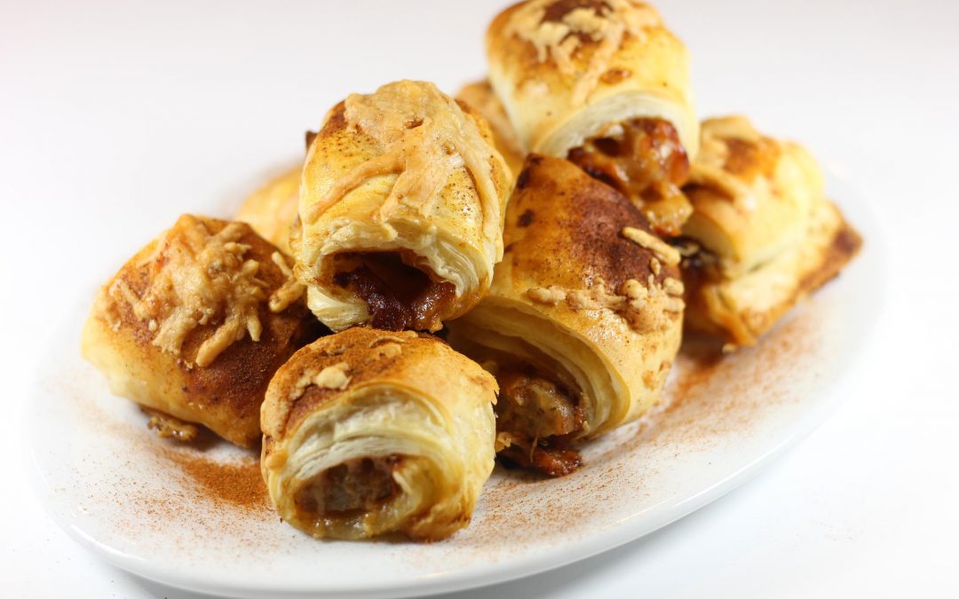 Pigs-in-a-Blanket with Country Sausage, Apple Jam, and Manchego