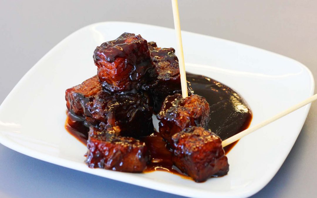 Bourbon Glazed Pork-Belly Pinchos