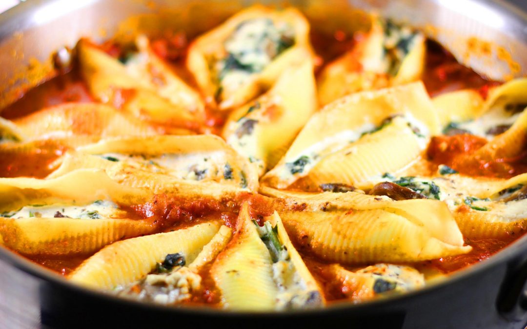 Giant Ricotta, Mushroom and Spinach Stuffed Pasta Shells