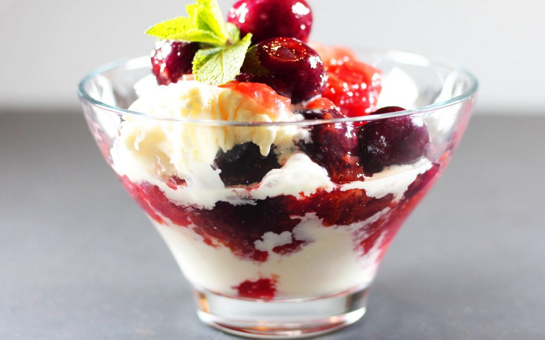 Stone Fruit Compote with Soft Vanilla Ice Cream