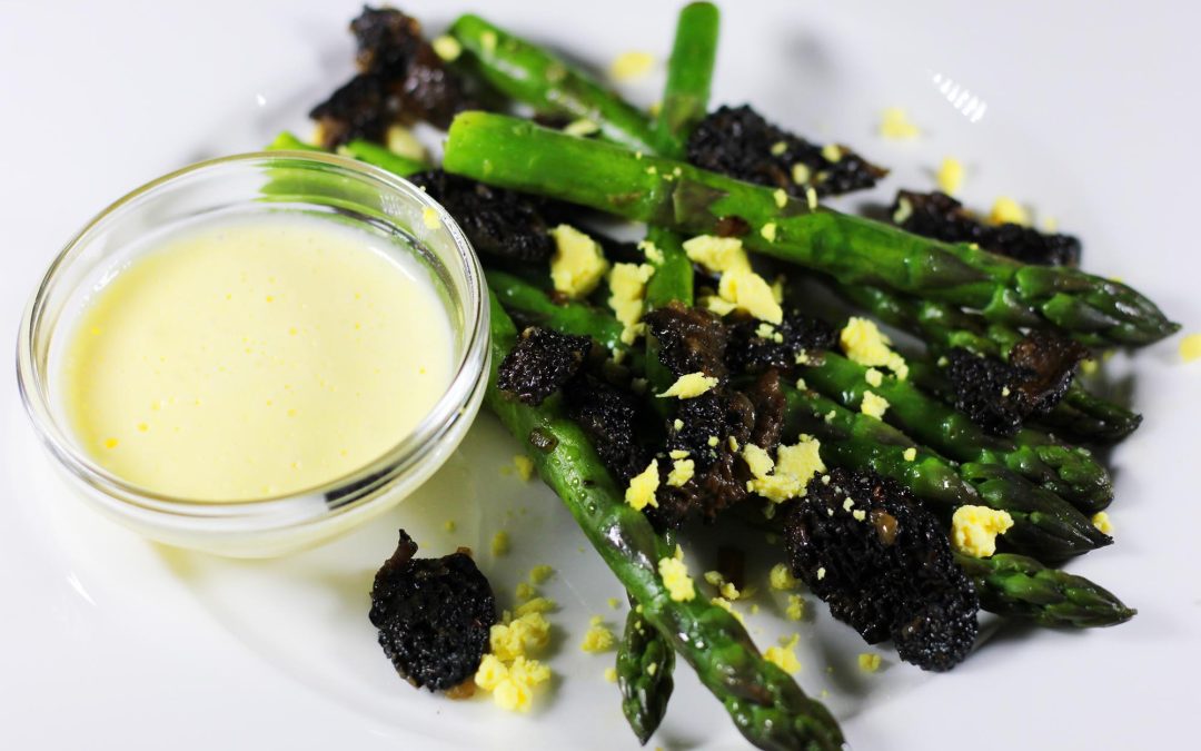 Morel Mushrooms and Asparagus with Hollandaise Sauce
