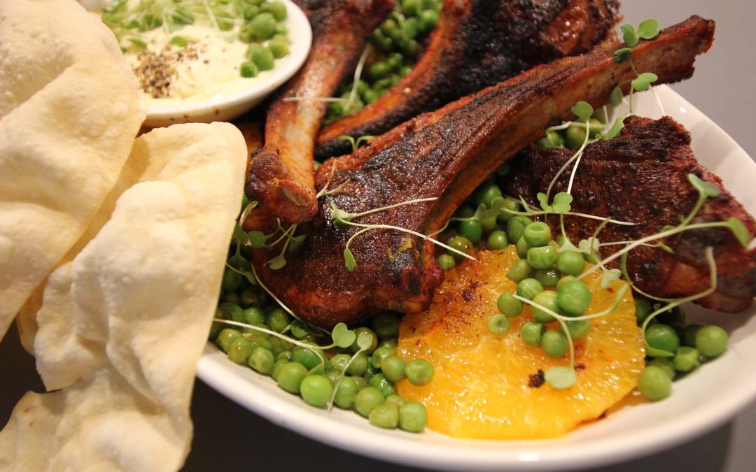 Tandoori Lamb Chops with Spiced Green Peas