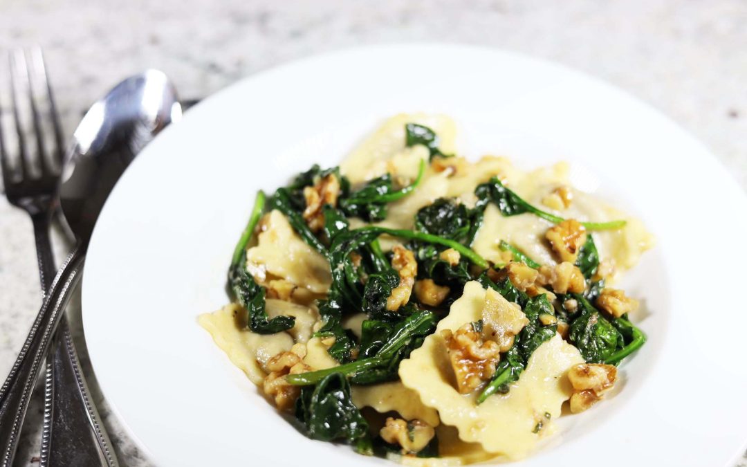 Ravioli with Sage, Toasted Walnuts in Brown Butter Sauce