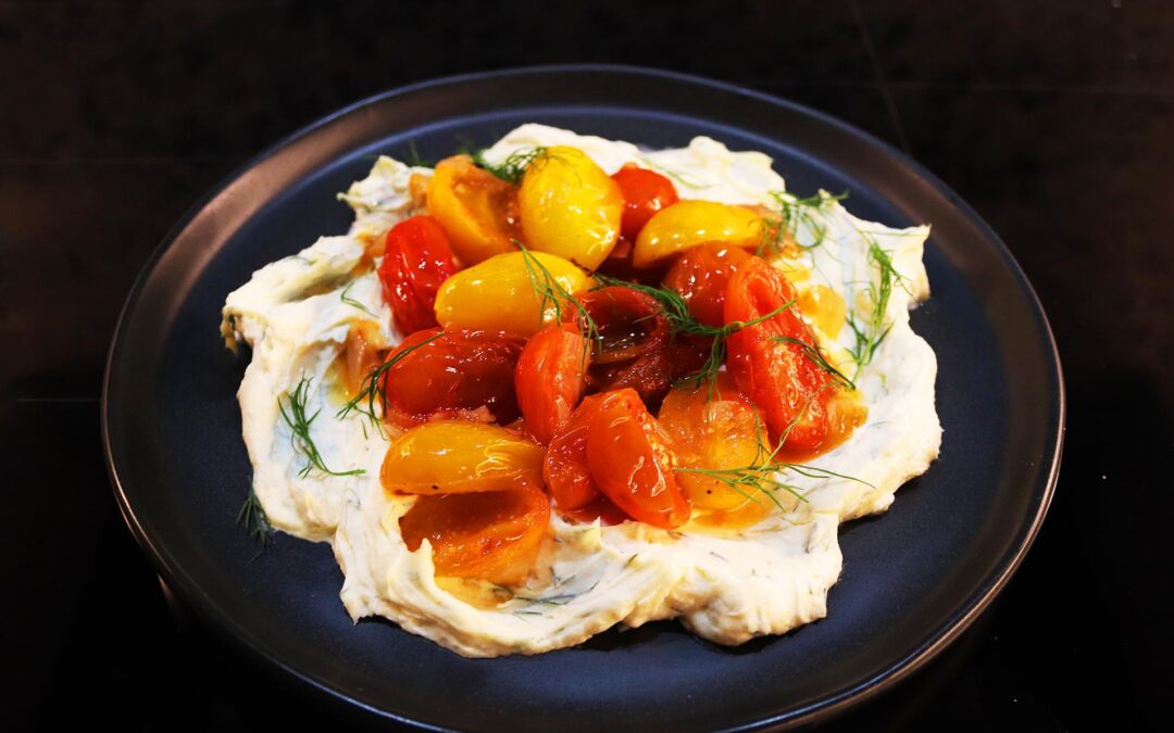 Tomato Vinaigrette and Dill Cream Cheese Dip